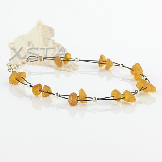 Raw chips amber bracelet with wire
